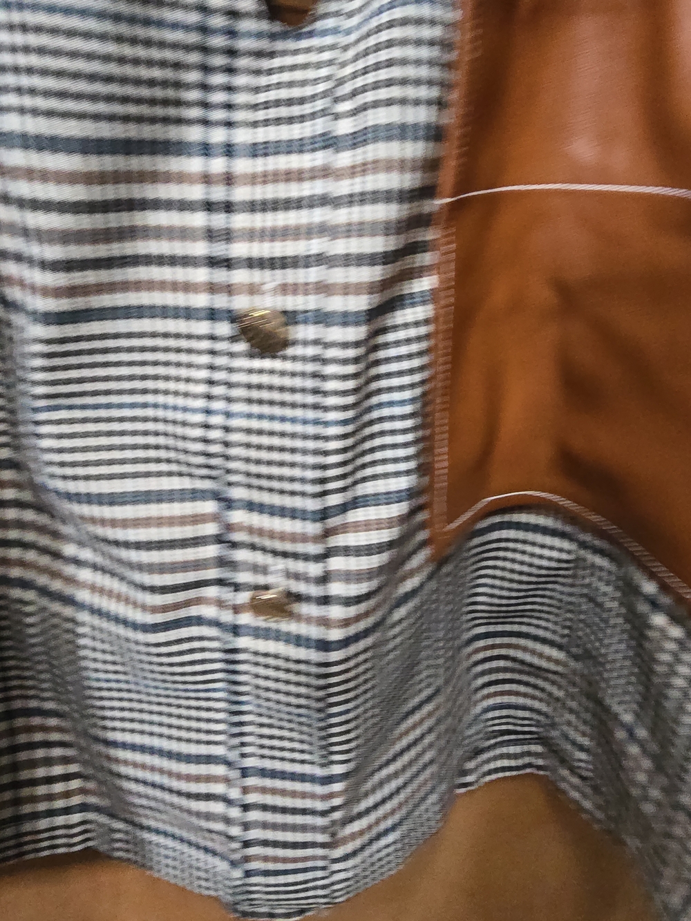 STAUD Plaid Button-Front Dress with Contrast Leather Pockets - Picture 5 of 11